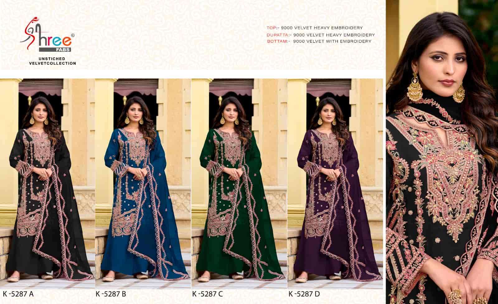 Shree Fabs K 5287 Colors Heavy Designer Pakistani Velvet Embroidered Suit Wholesalers view 4