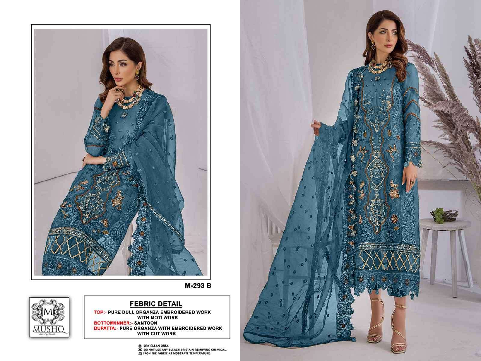 Mushq M 293 Colors New Designer Organza Pakistani Suit Wholesalers view 3