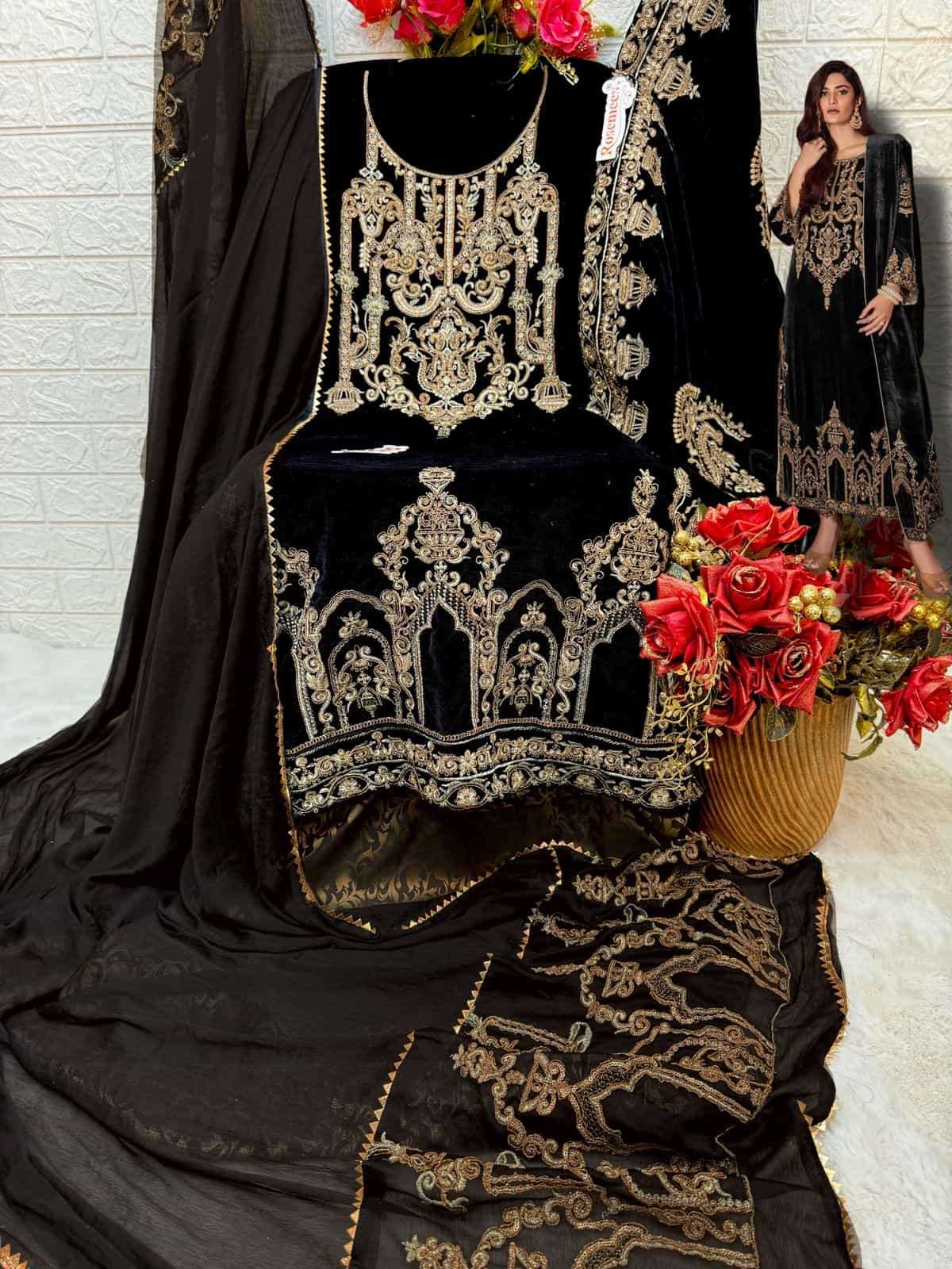 Fepic V 17037 C Exclusive Heavy Designer Style Pakistani Party Wear Velvet Collection view 2