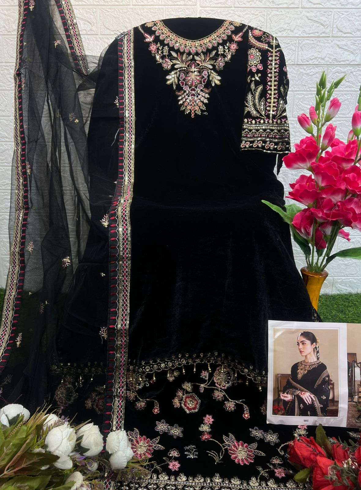Deepsy D 104 G Exclusive Latest Designer Pakistani Velvet Suit Ensemble view 2