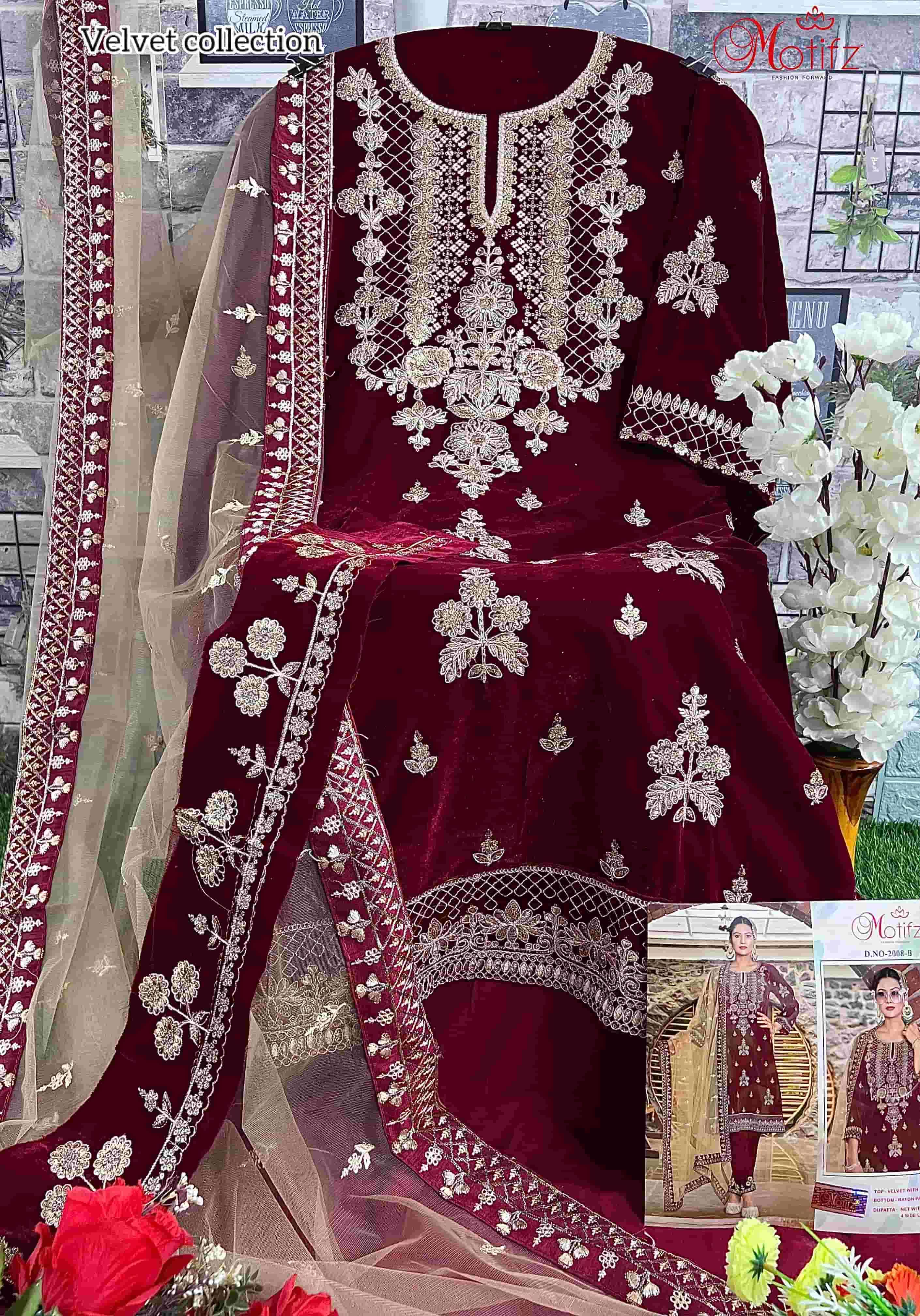 Motifz 2008-B Festive Velvet Designer Suit view 2