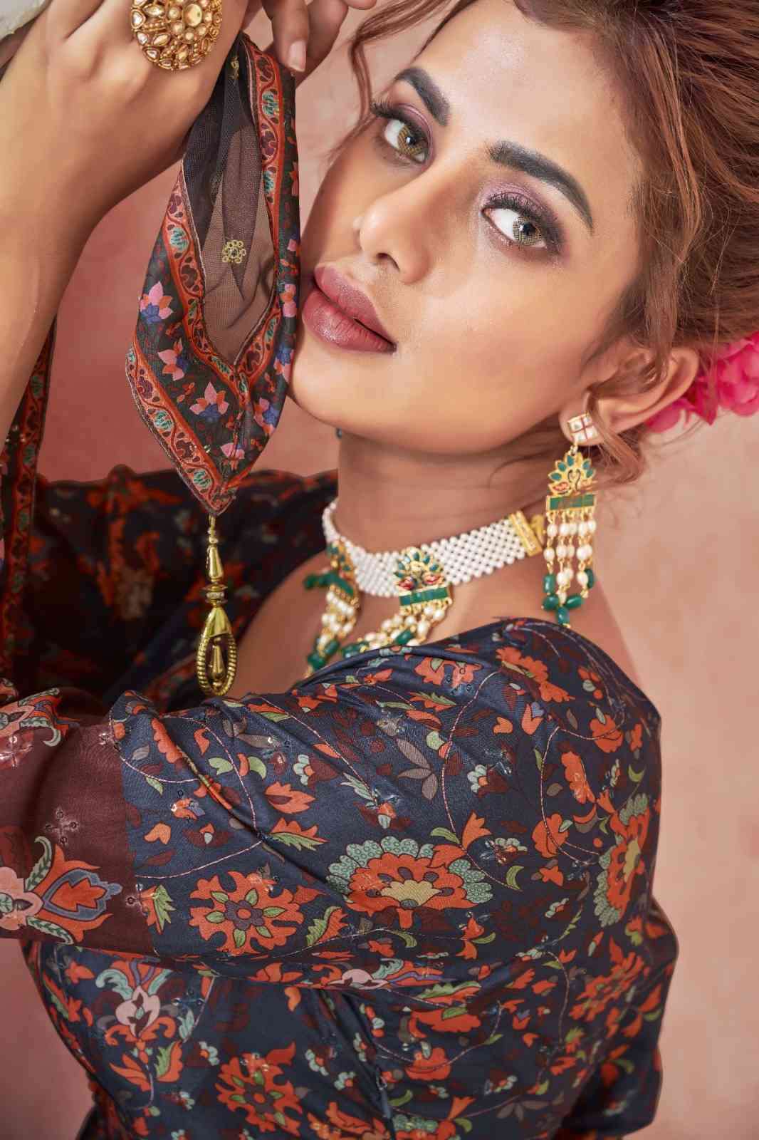 Tejasvee Kimaya 22001 To 2205 Partywear Silk Gown Dupatta Set view 11