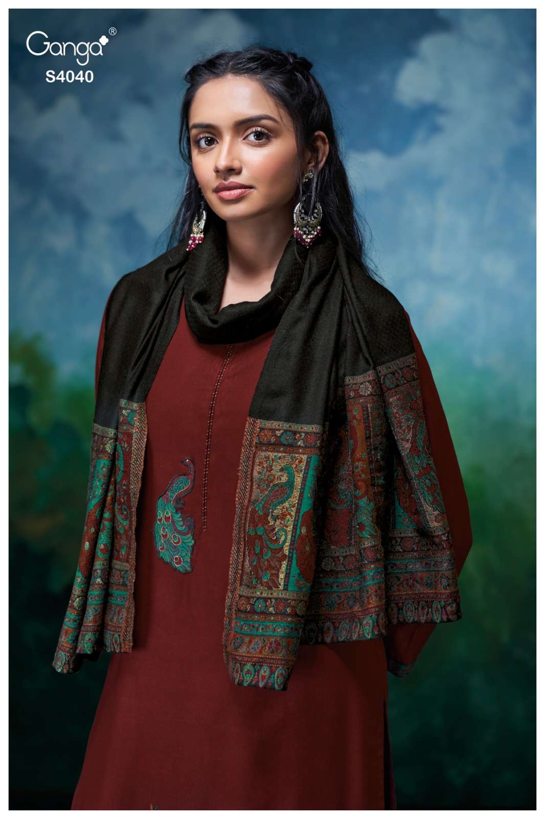 Ganga Fashion Blyra 4040 Latest Designs Pure Pashmina Suits Winter Collection view 3