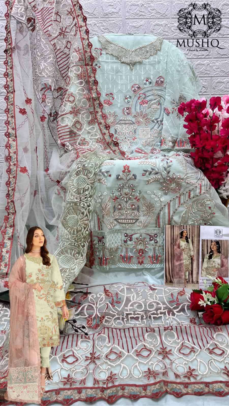 Mushq M 205 Colors Fancy Designer Style Party Wear Pakistani Suit Exporter view 2
