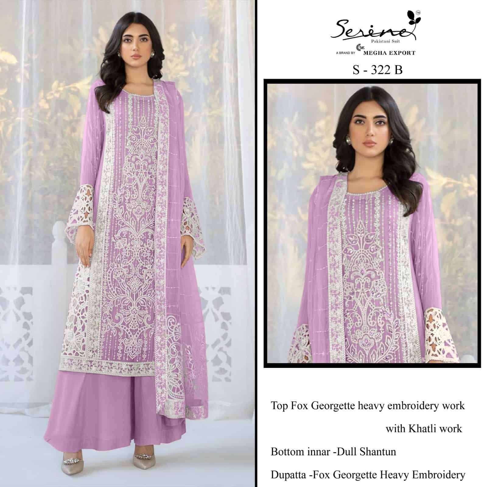 Serine S 322 B Festive Wear Style Designer Georgette Embroidered Suit