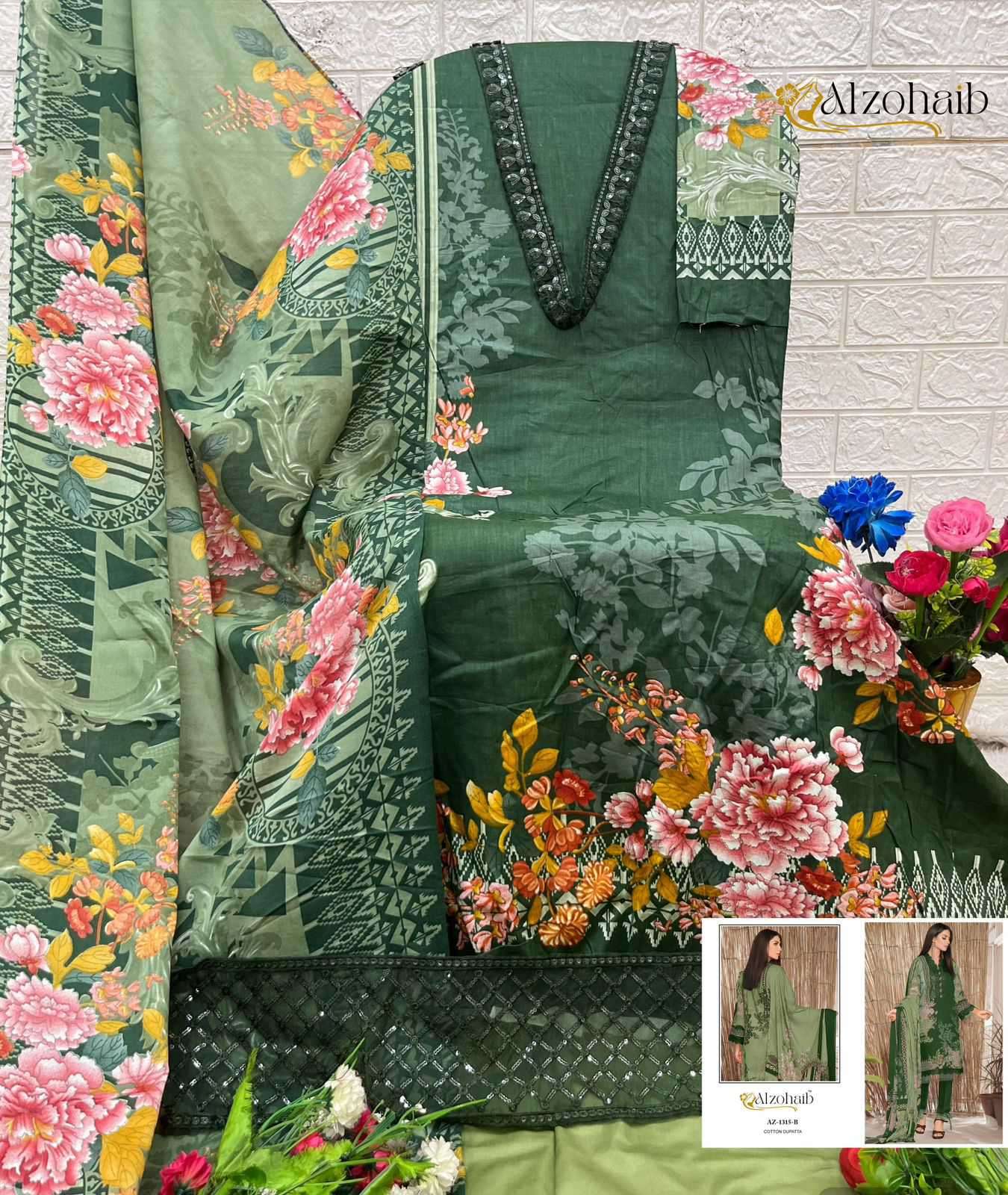 Alzohaib 1315 Pakistani Cotton Suit Collection view 3
