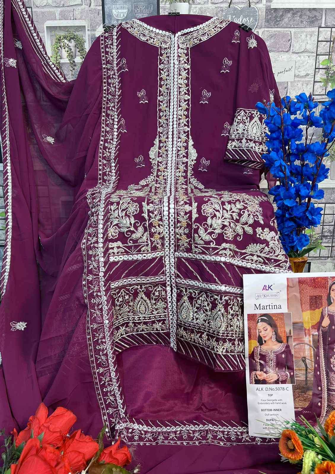 Al Khushbu Martina Pakistani Designer Suit view 5