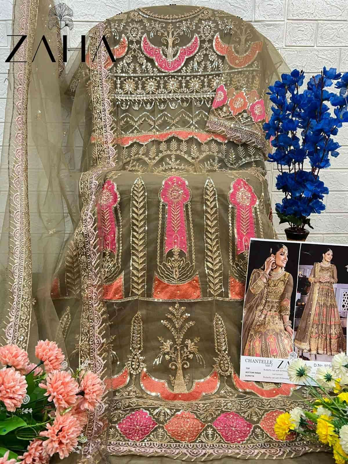 Zaha 10347 A Heavy Designer Style Pakistani Embroidered Suit Exporter view 2