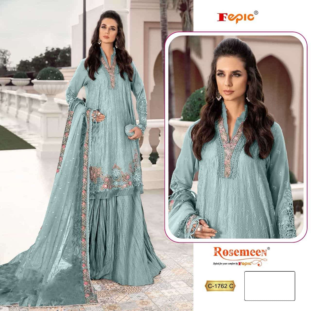 Fepic C 1762 C Festive Wear Style Organza Pakistani Suit Ensemble