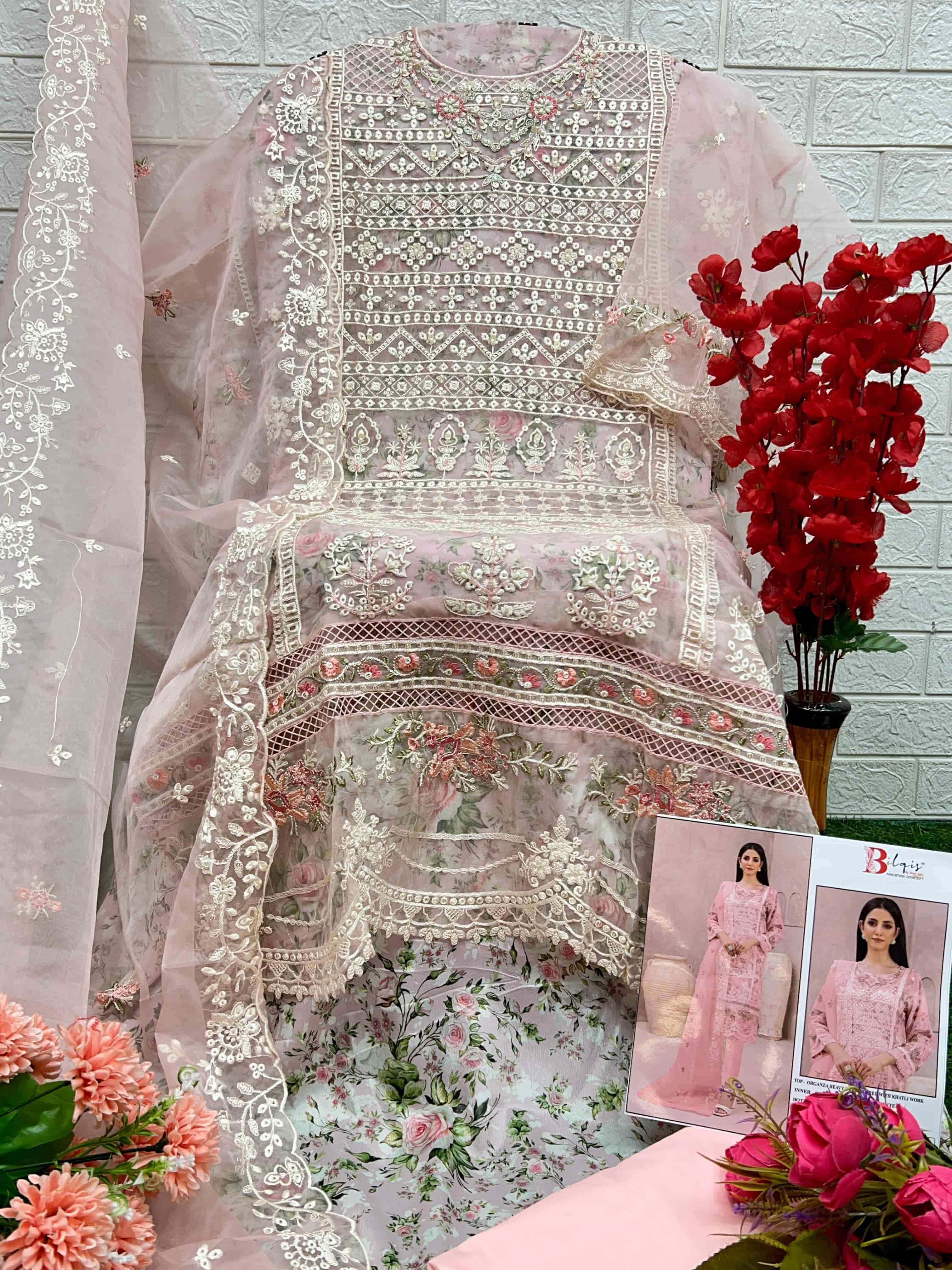 Bilqis Heavy Embroidered Organza Salwar Suit view 6