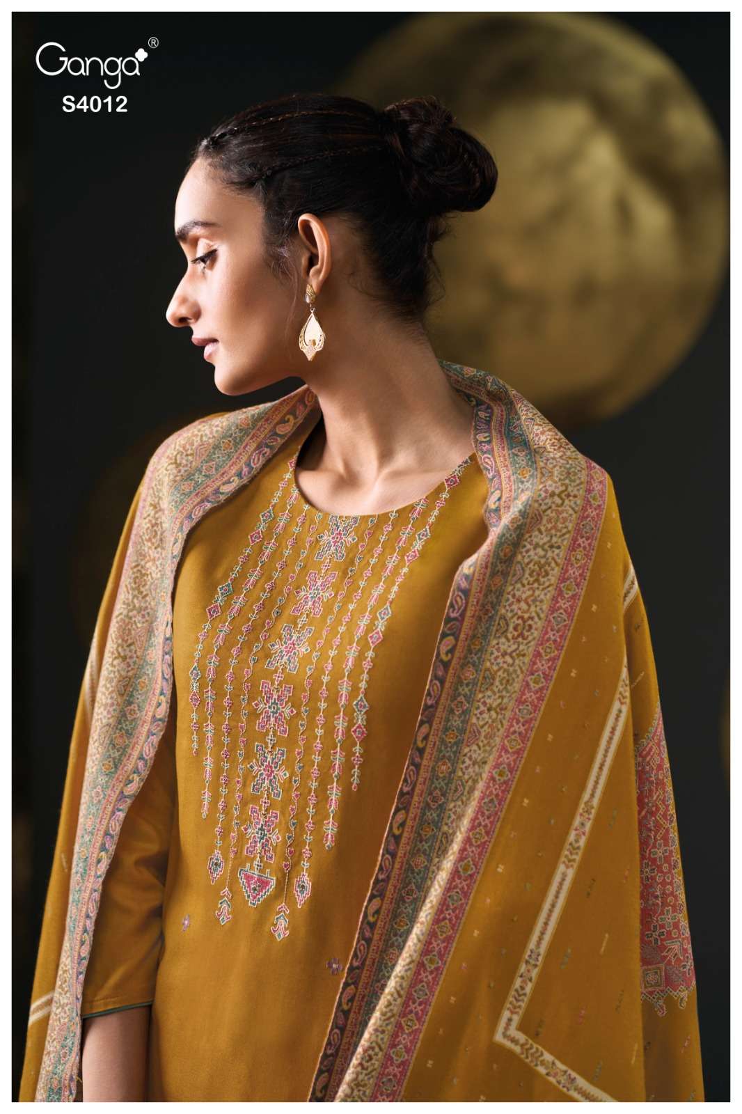 Ganga Fashion Tivona 4012 Pure Pashmina Suit Winter Collection view 4