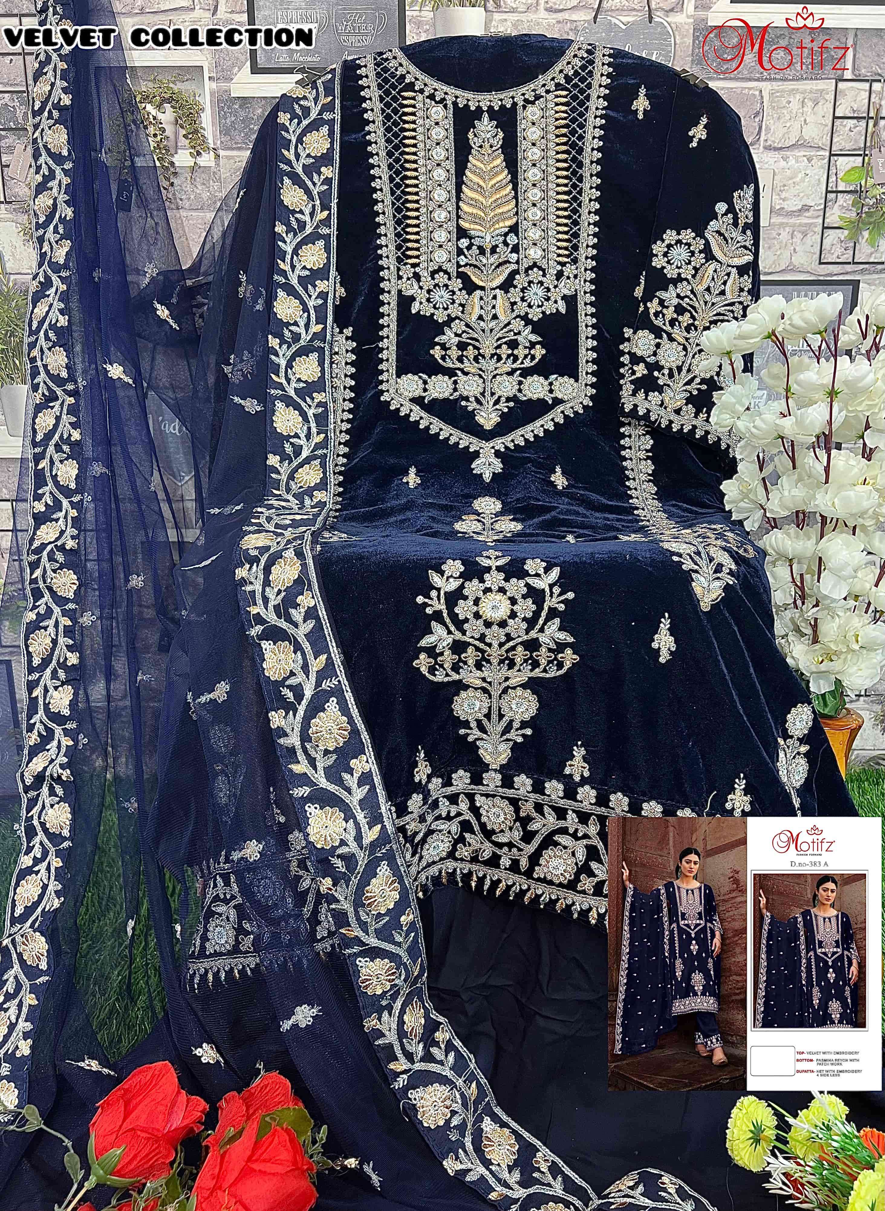 Motifz 383 Velvet Pakistani Designer Suit view 7