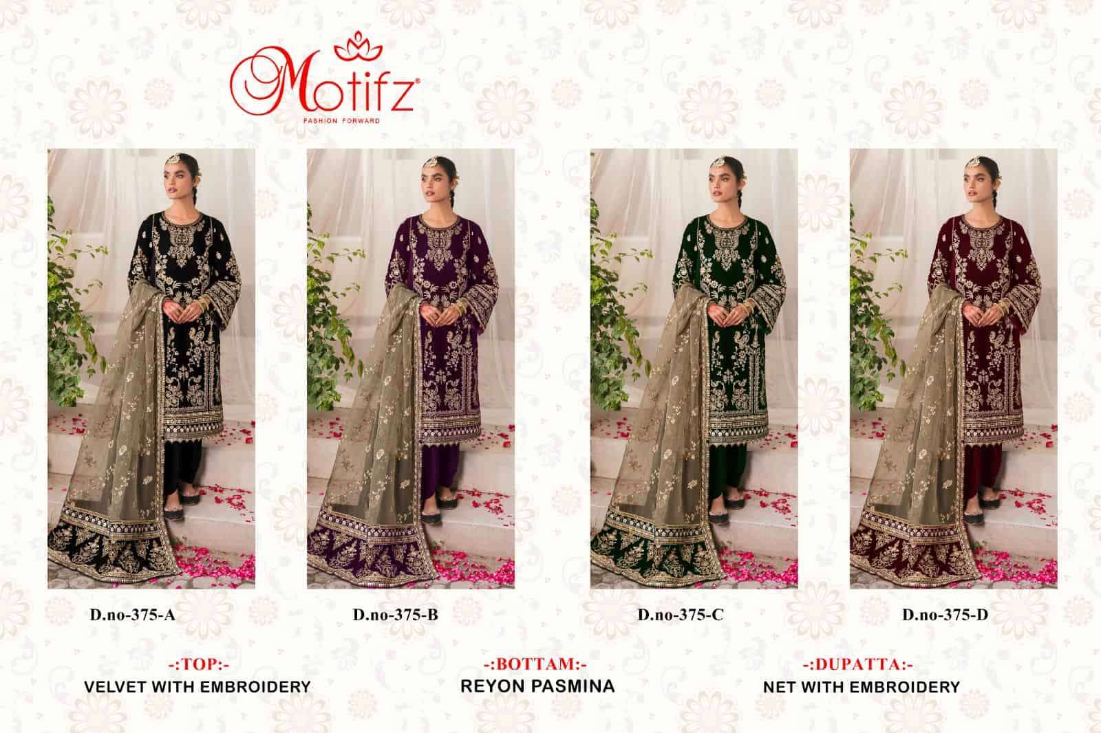 Motifz 375 Colors Exclusive Heavy Designer Pakistani Velvet Suit view 5