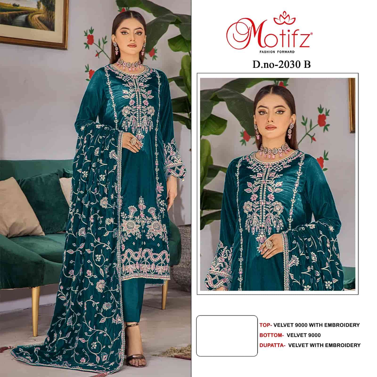 Motifz Designer Velvet Pakistani Suit view 3