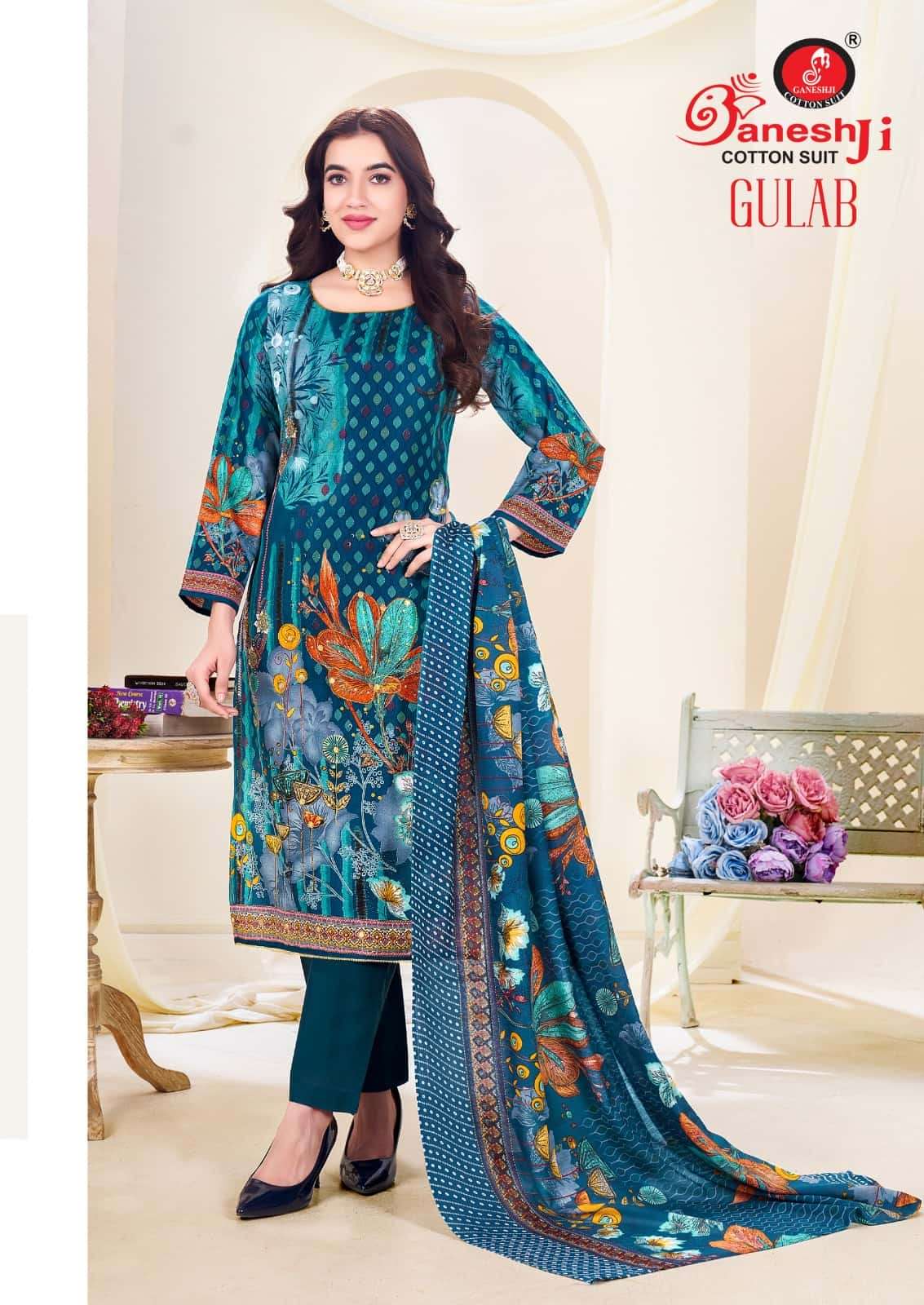 Ganeshji Gulab Vol 1 Unstitch Cotton Ladies Dress Catalog view 5