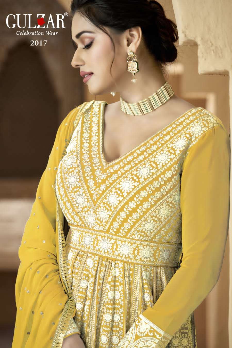 Gulzar Resham Latest Designer Anarkali Gown Partywear Collection view 2