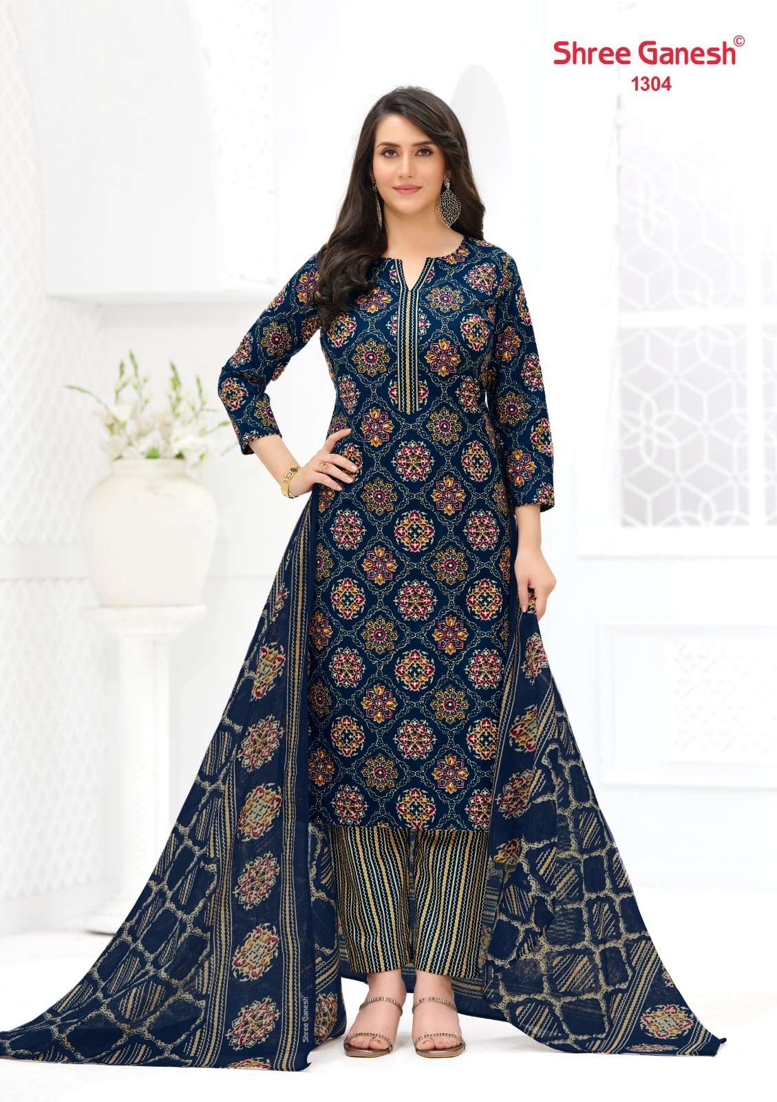 Shree Ganesh Samaiyra Ajrak Vol 3 Premium Wear Cotton Dress Material view 3