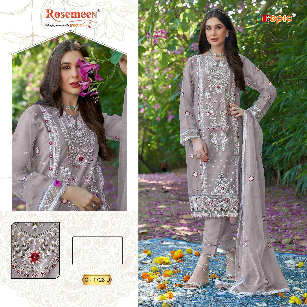 Fepic C 1728 Colors Fancy Organza Pakistani Salwar Kameez view 4