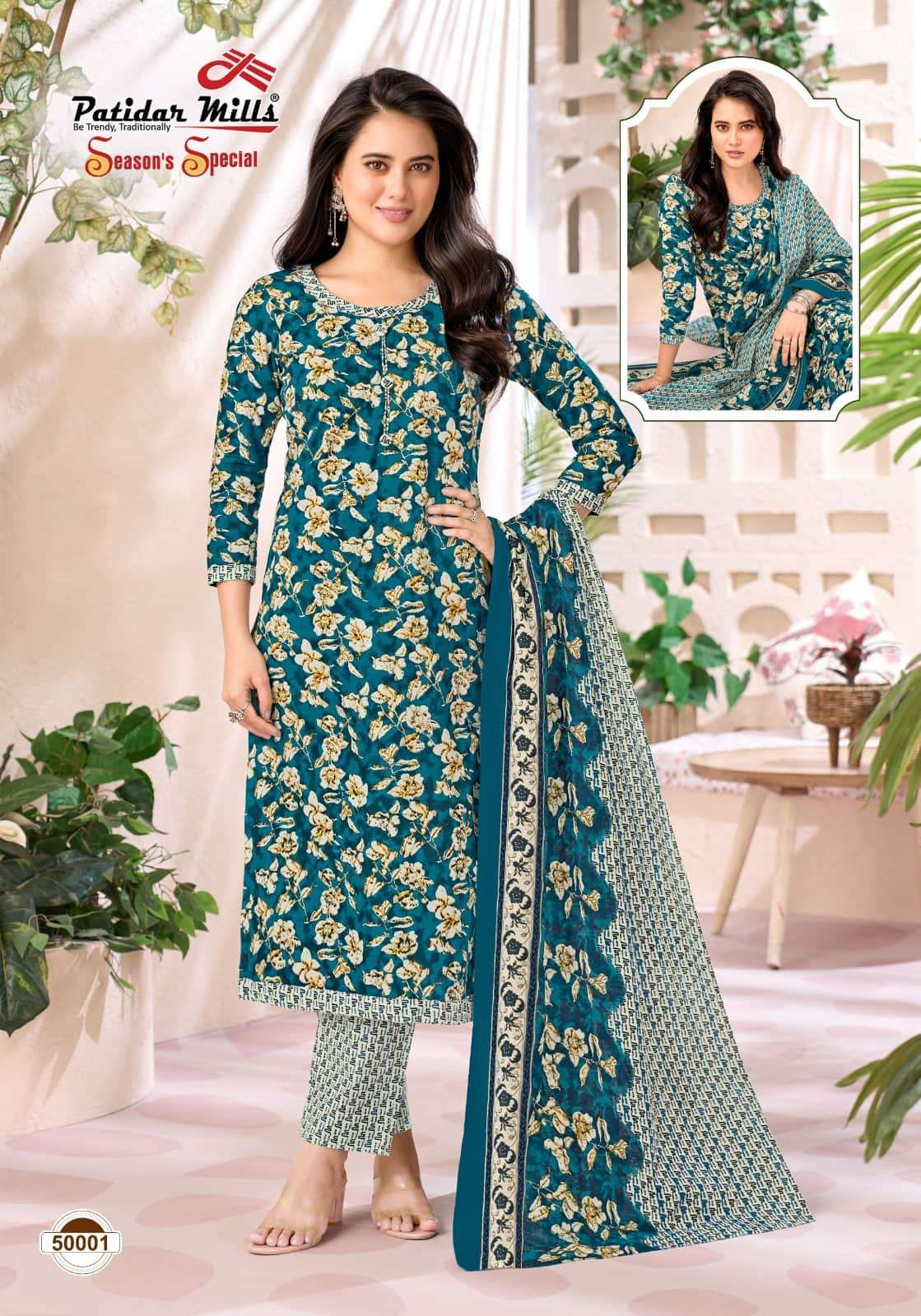 Patidar Mills Seasons Special Vol 50 Pure Cotton Unstitch Suit view 7