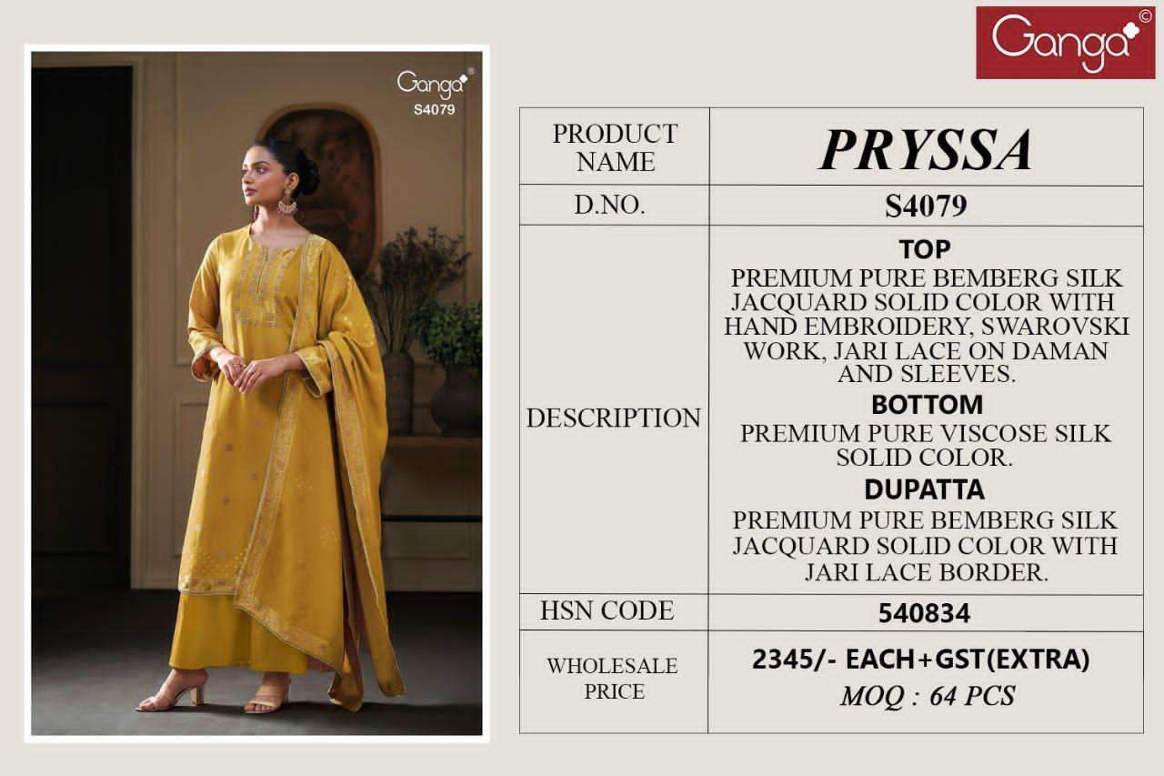 Ganga Fashion Pryssa 4079 Pure Bemberg Silk Latest Suit Collection view 3