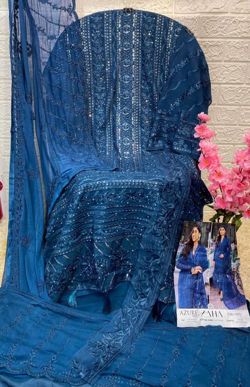 Zaha Azure Vol 1 Party Wear Georgette Pakistani Suit view 5