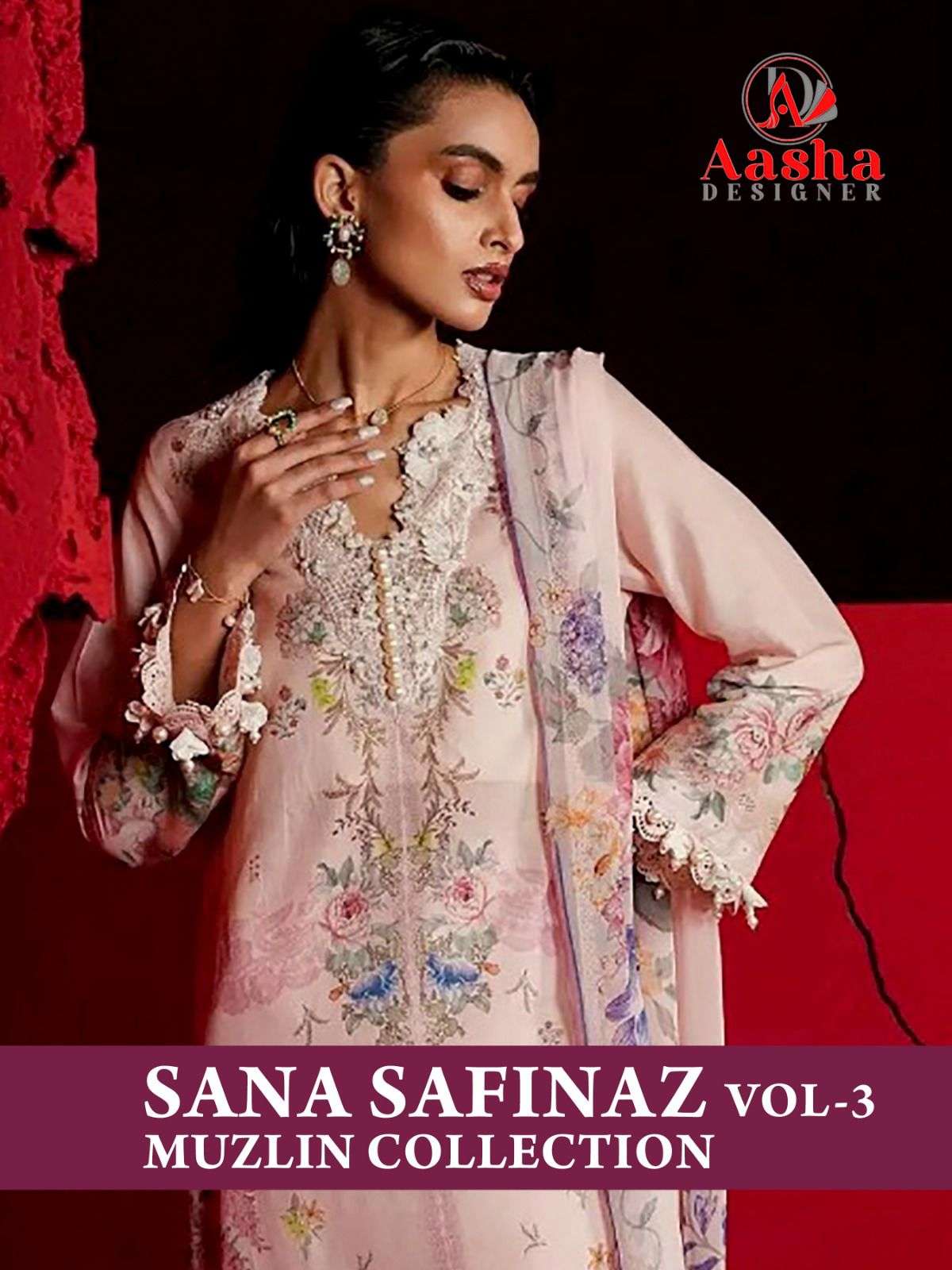 Aasha Designer Sana Safinaz Vol 3 Muzlin Collection Printed Cotton Suit Wholesalers view 6