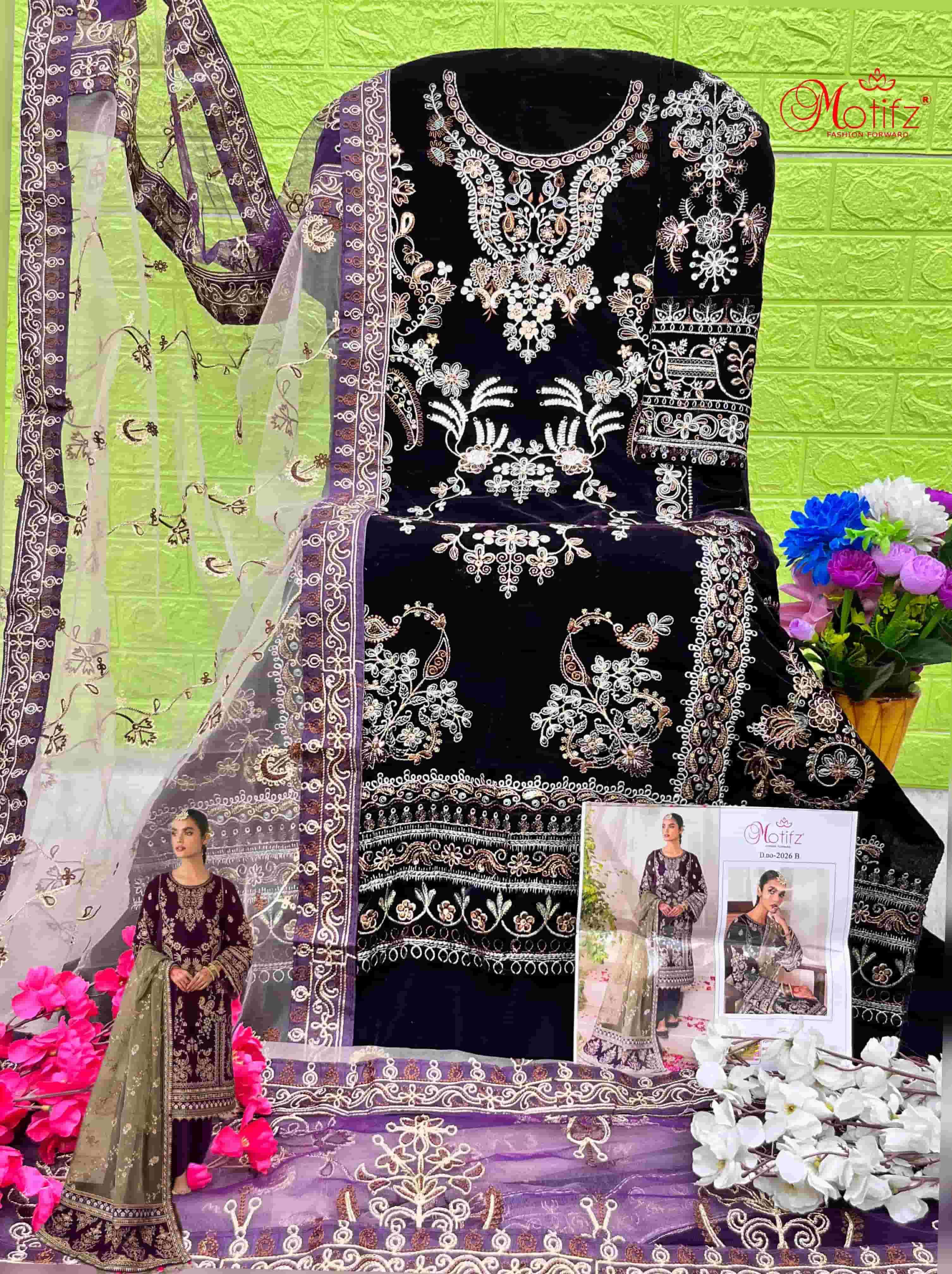 Motifz 2026 B Pakistani Style Designer Velvet Suit Exporter view 2