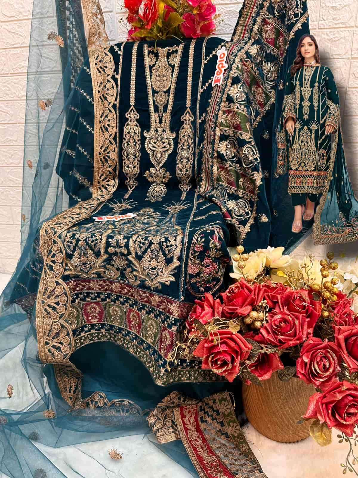 Fepic V 17012 Colors Heavy Designer Party Wear Style Velvet Suit Online view 7