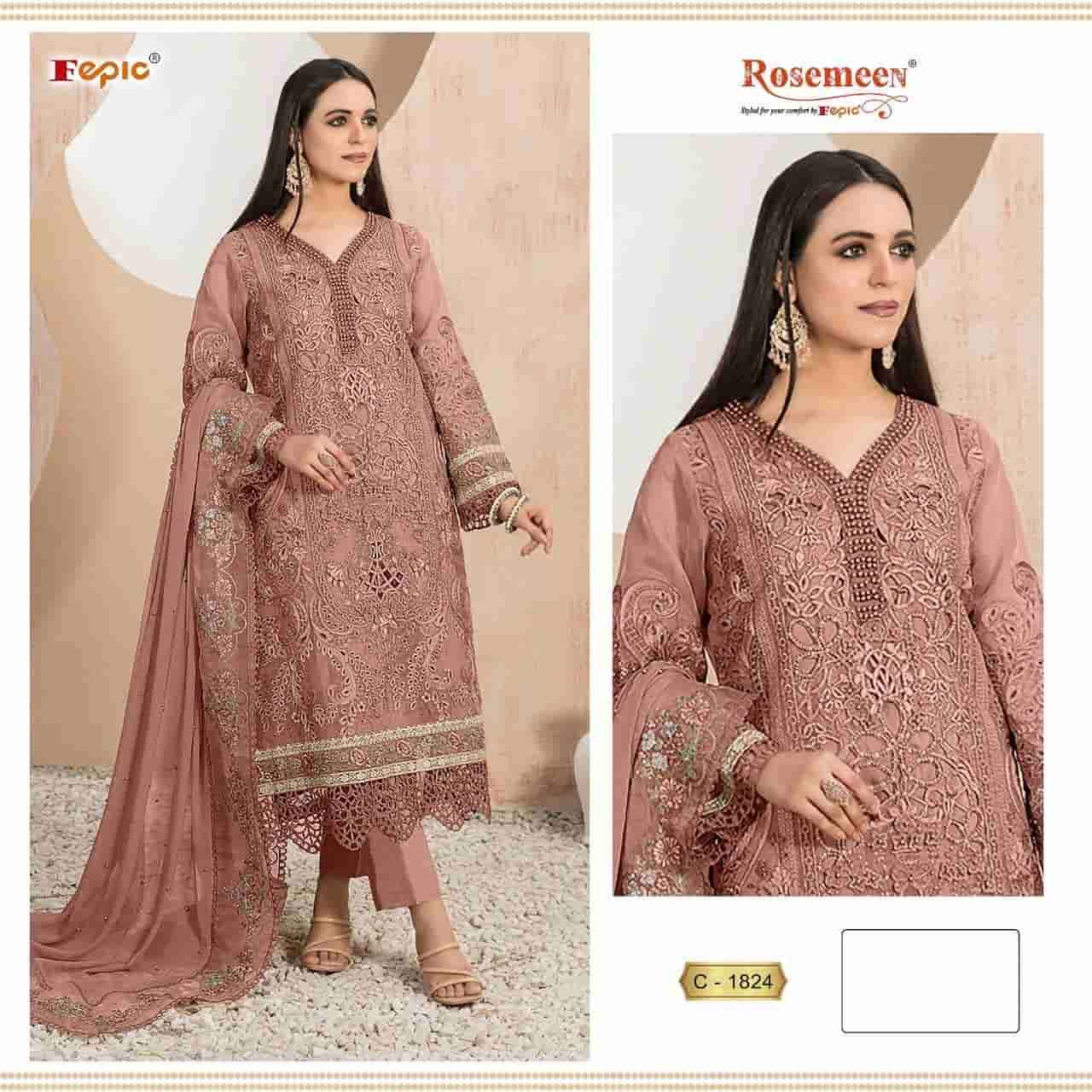 Fepic C 1824 Pakistani Designer Style Organza Embroidered Dress Exporter