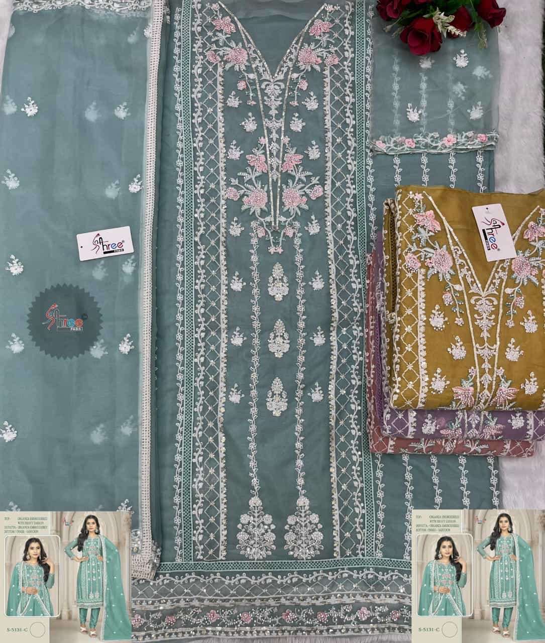 Shree Fabs S 5131 C Pakistani Organza Embroidered Salwar Kameez Ensemble view 2