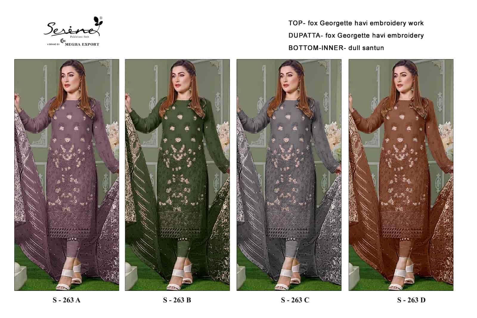 Megha Exports S 263 Colors Pakistani Latest Designer Embroidered Suit Wholesalers view 9