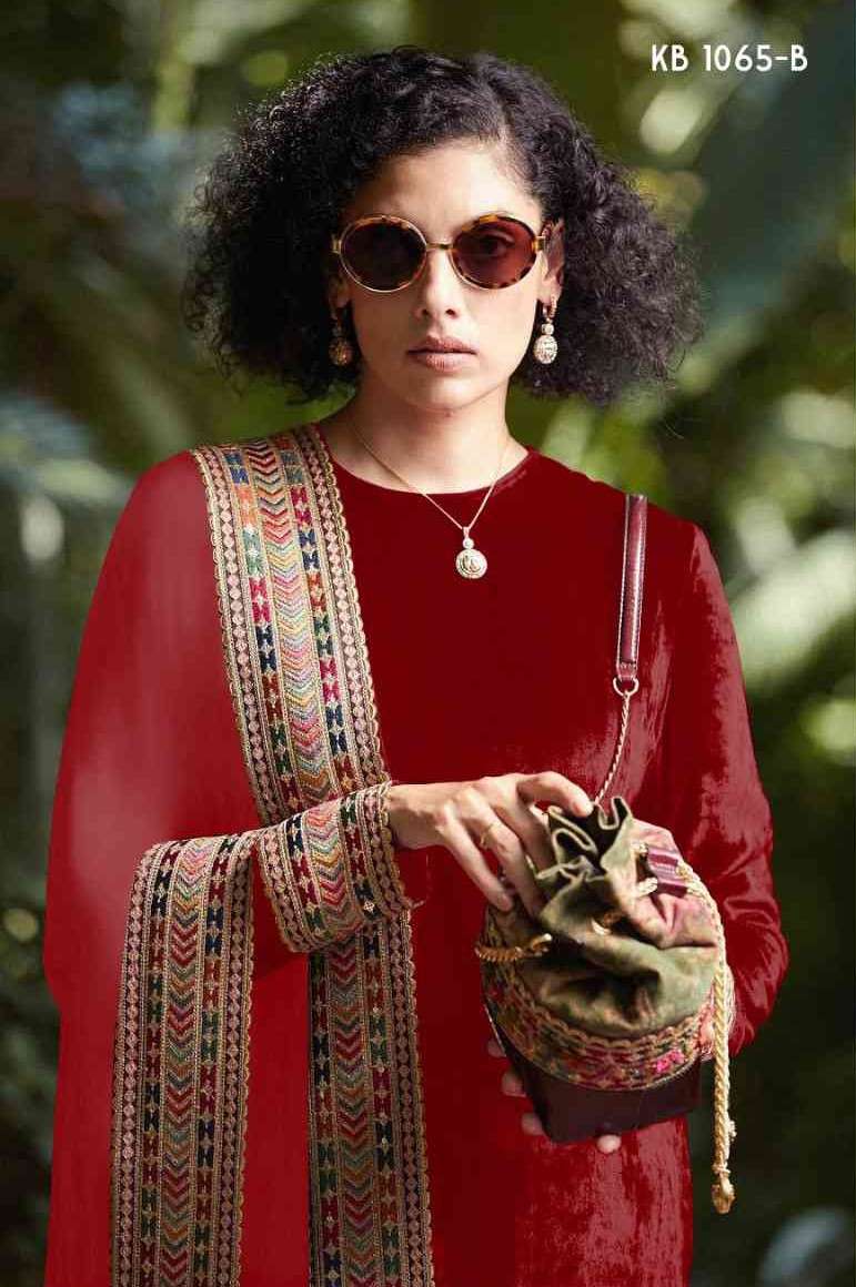 Kb Series Kb 1065 Traditional Partywear Velvet Salwar Suit view 4