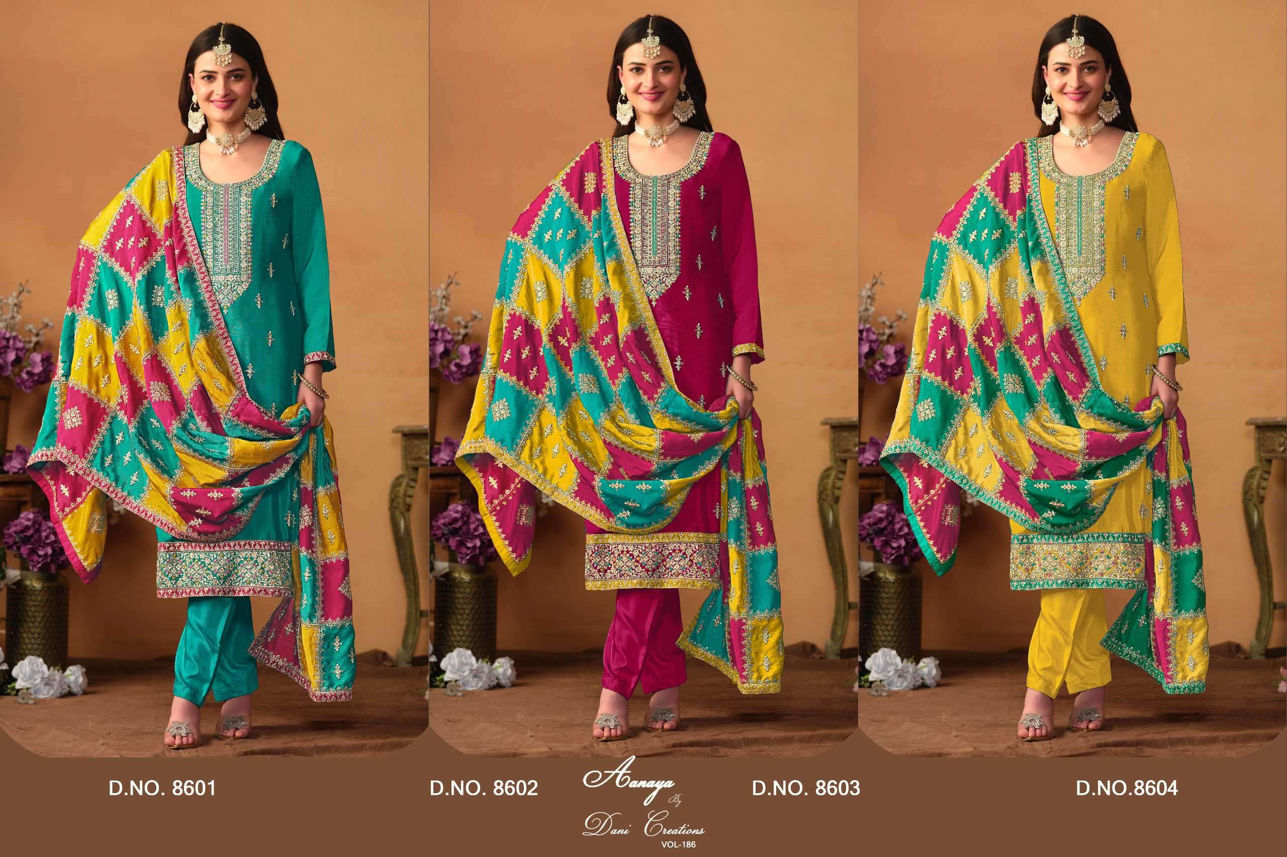 Aanaya Vol 186 8601 To 8603 Designer Work Ladies Dress Festive Collection view 7