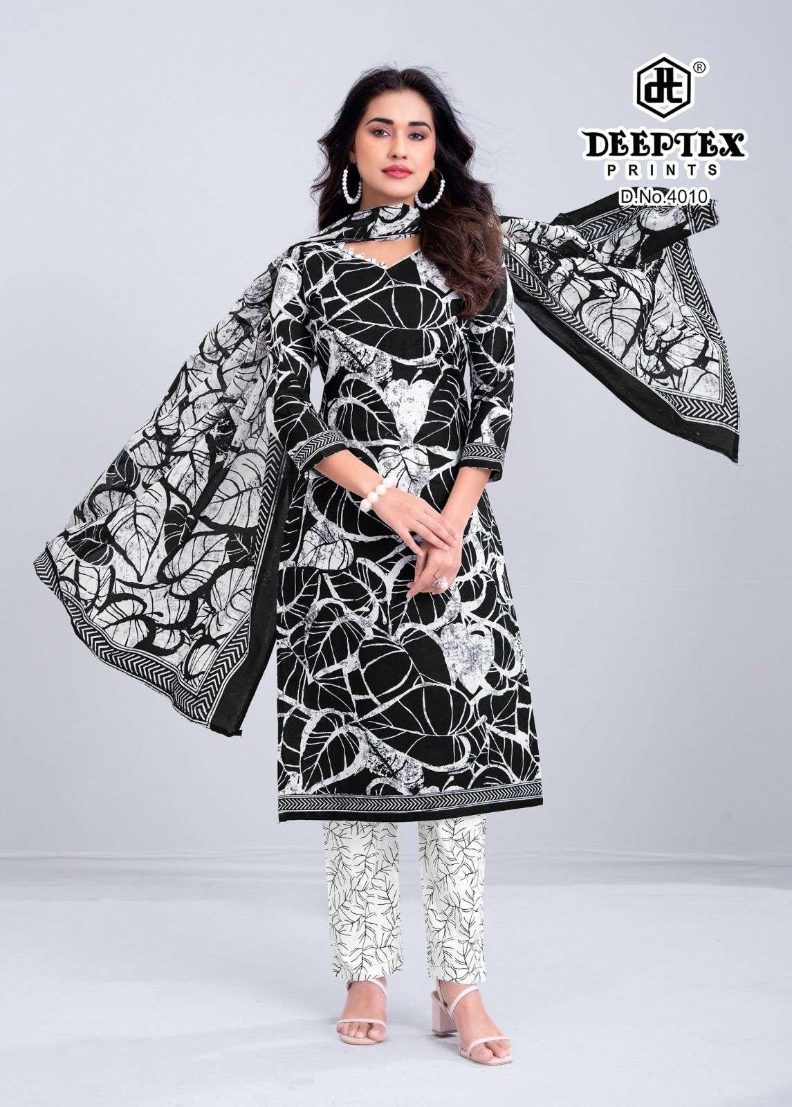 Deeptex Aaliza Black And White Vol 4 Pure Cotton Dress view 8