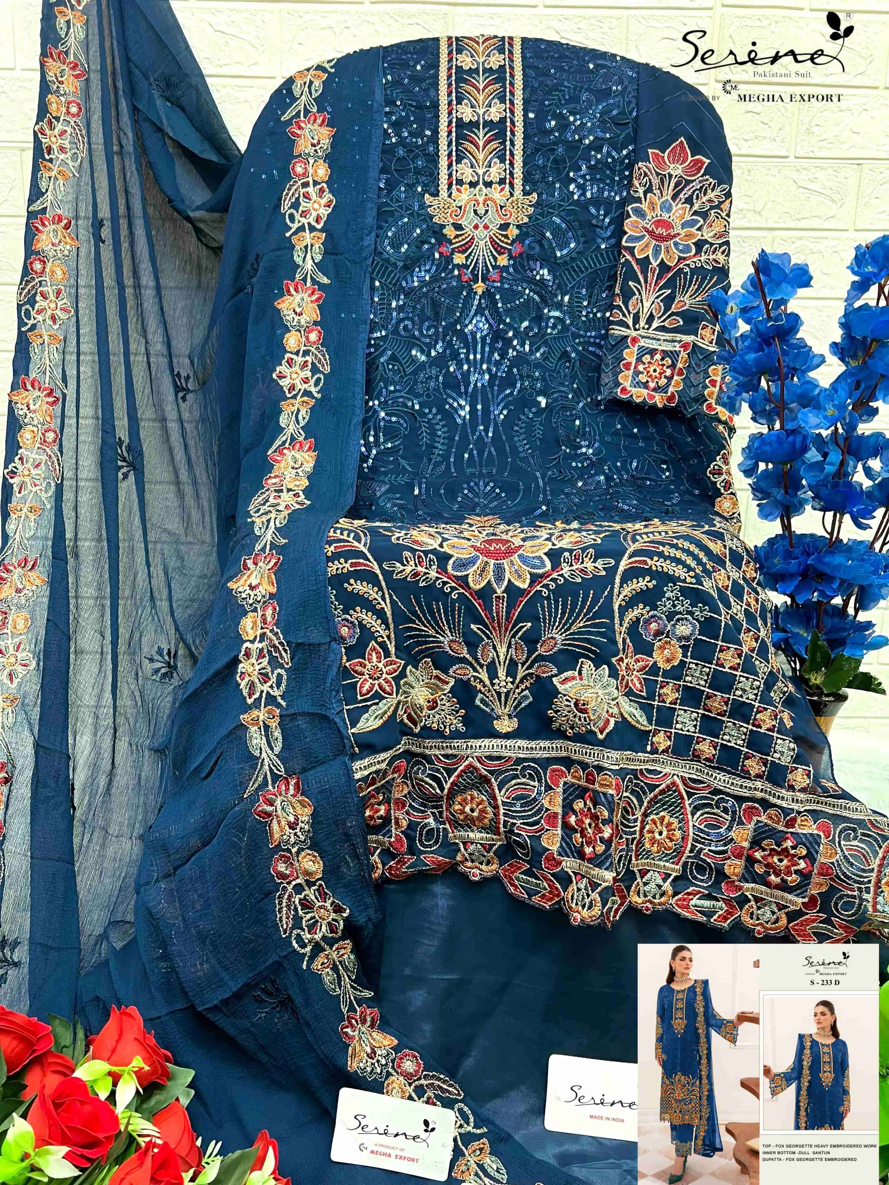 Megha Exports S 233 Colors Fancy Latest Designer Georgette Embroidered Suit Exporters view 9