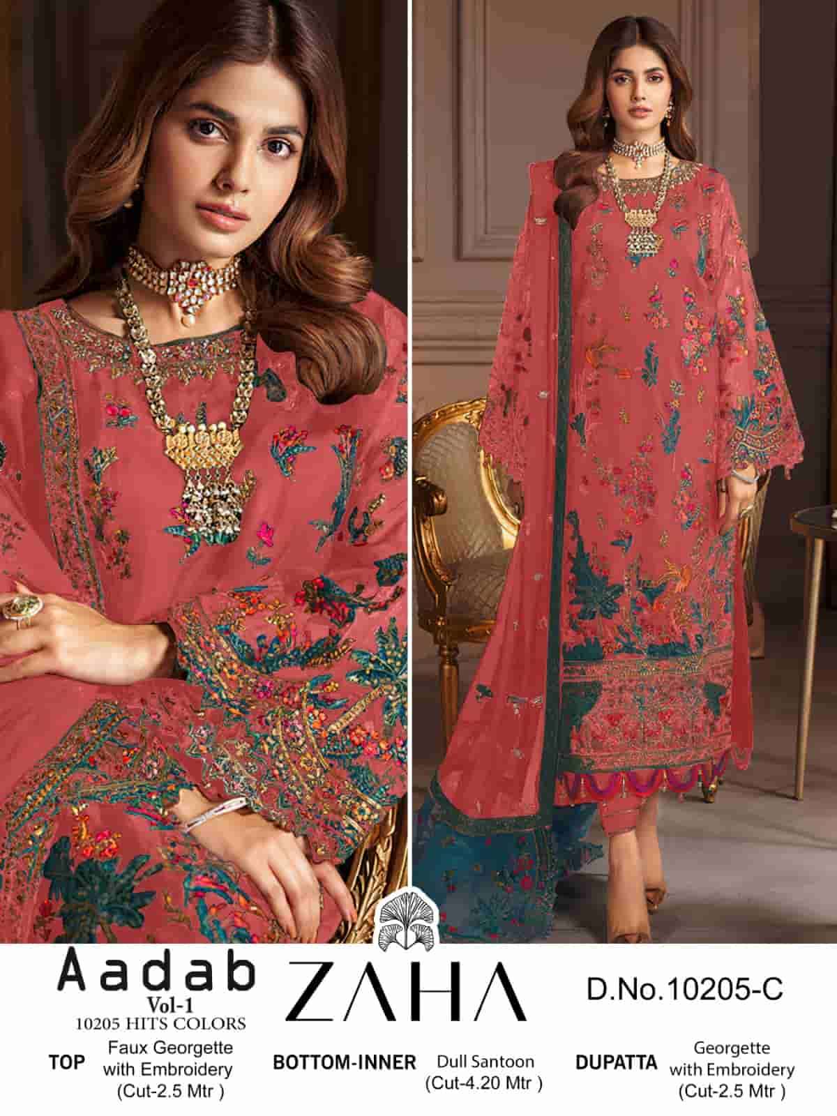 Zaha Aadab Vol 1 10205 Colors Pakistani Festive Wear Style Designer Suit view 3