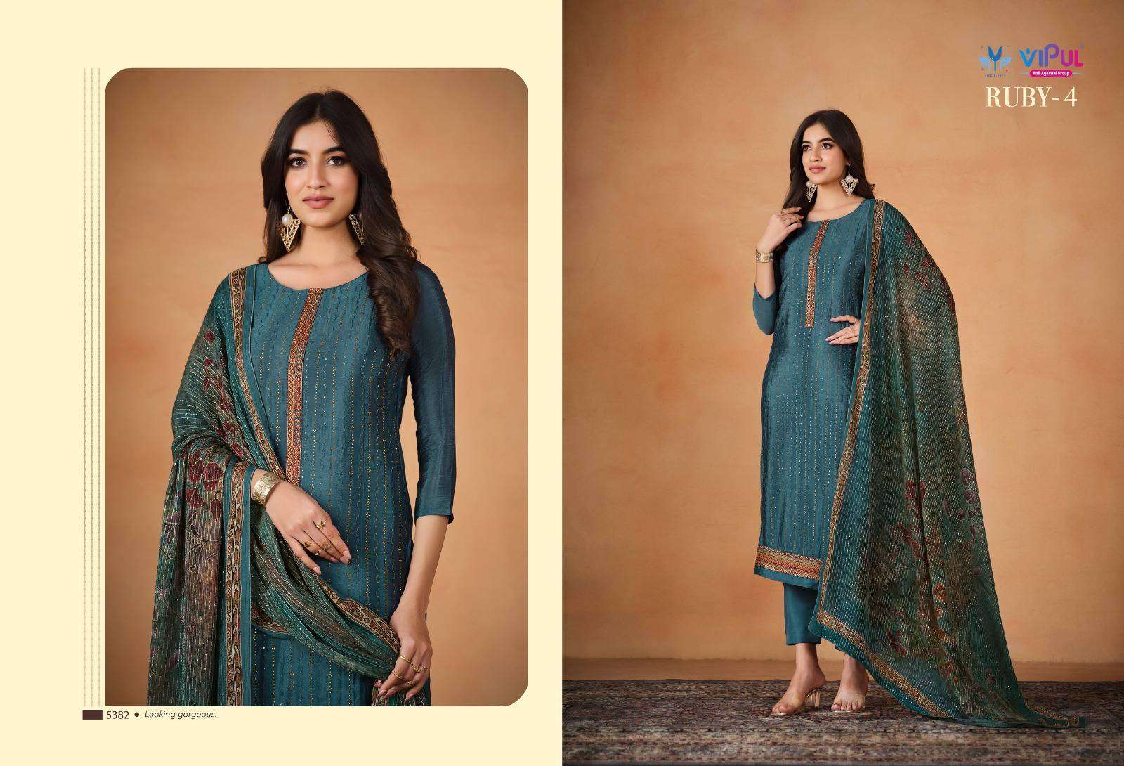 Vipul Ruby Vol 4 Fancy Straight Designs Festive Wear Dress Catalog Exporter view 4
