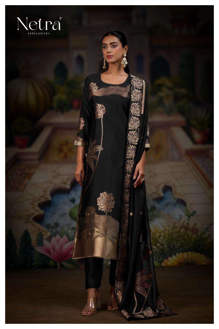 Netra Ridha Black Edition Partywear Style Jacquard Latest Suit Collection view 5