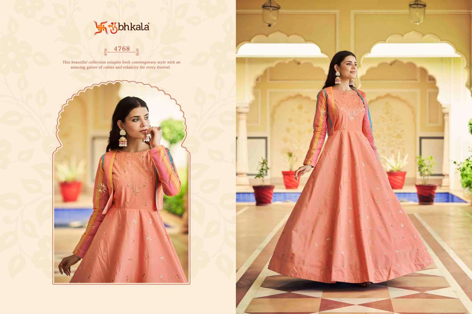 Shubhkala Flory Sequined Anarkali Gown view 16