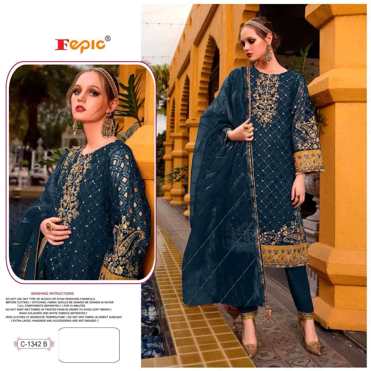 Fepic C 1342 B Pakistani Latest Embroidered Designer Suit Online