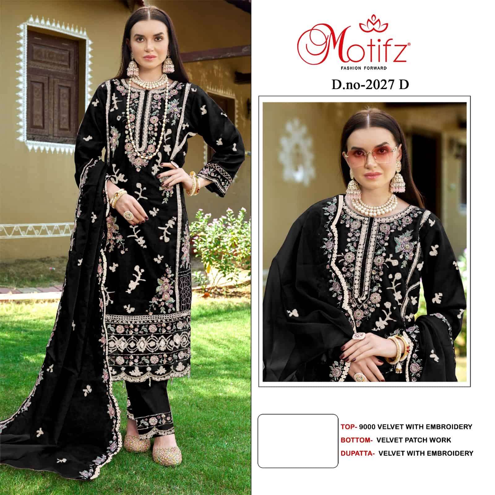 Motifz Designer Velvet Embroidered Salwar Suit view 3