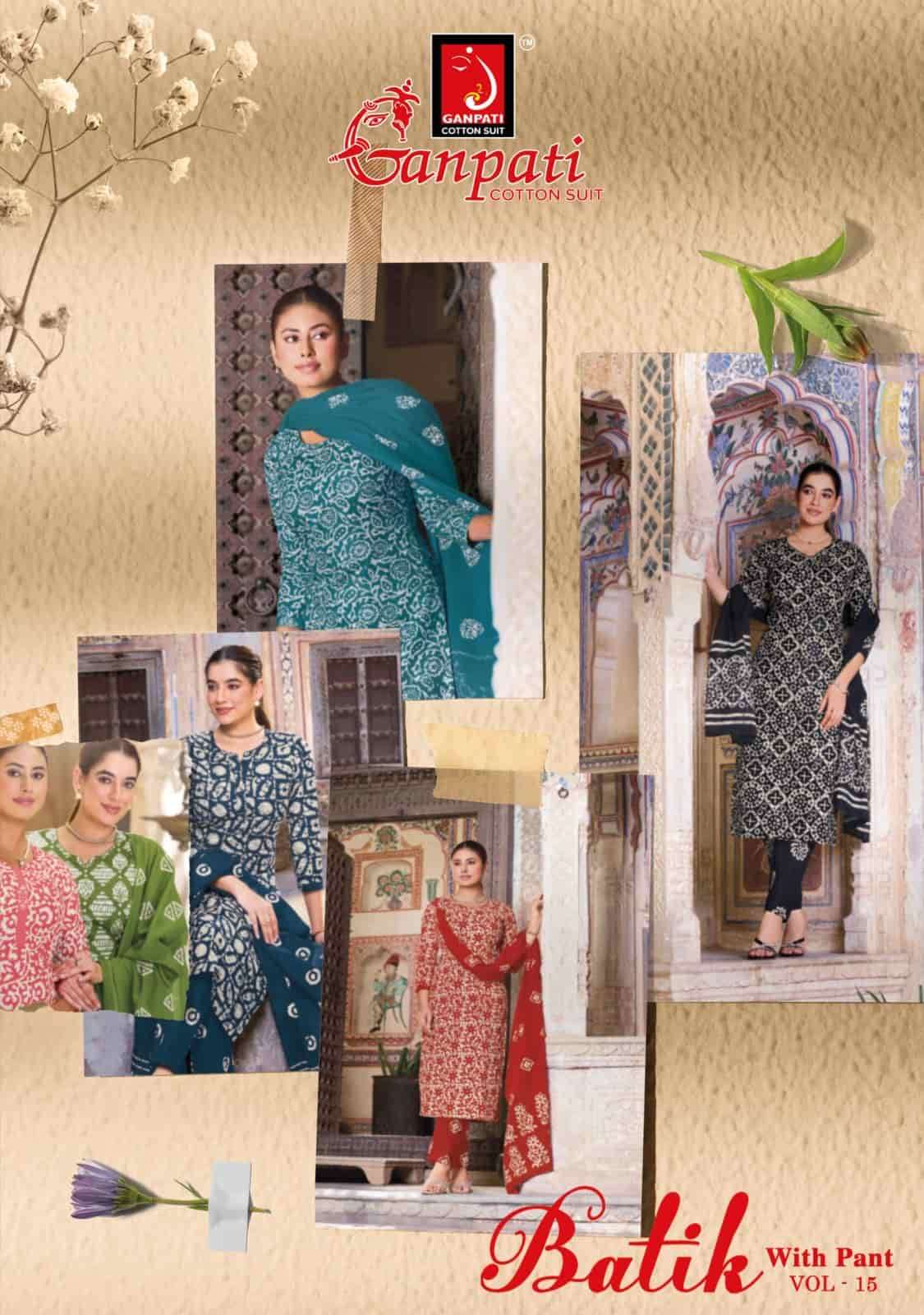 Ganpati Batik With Pant Vol 15 Unstitch Cotton Ladies Dress view 16