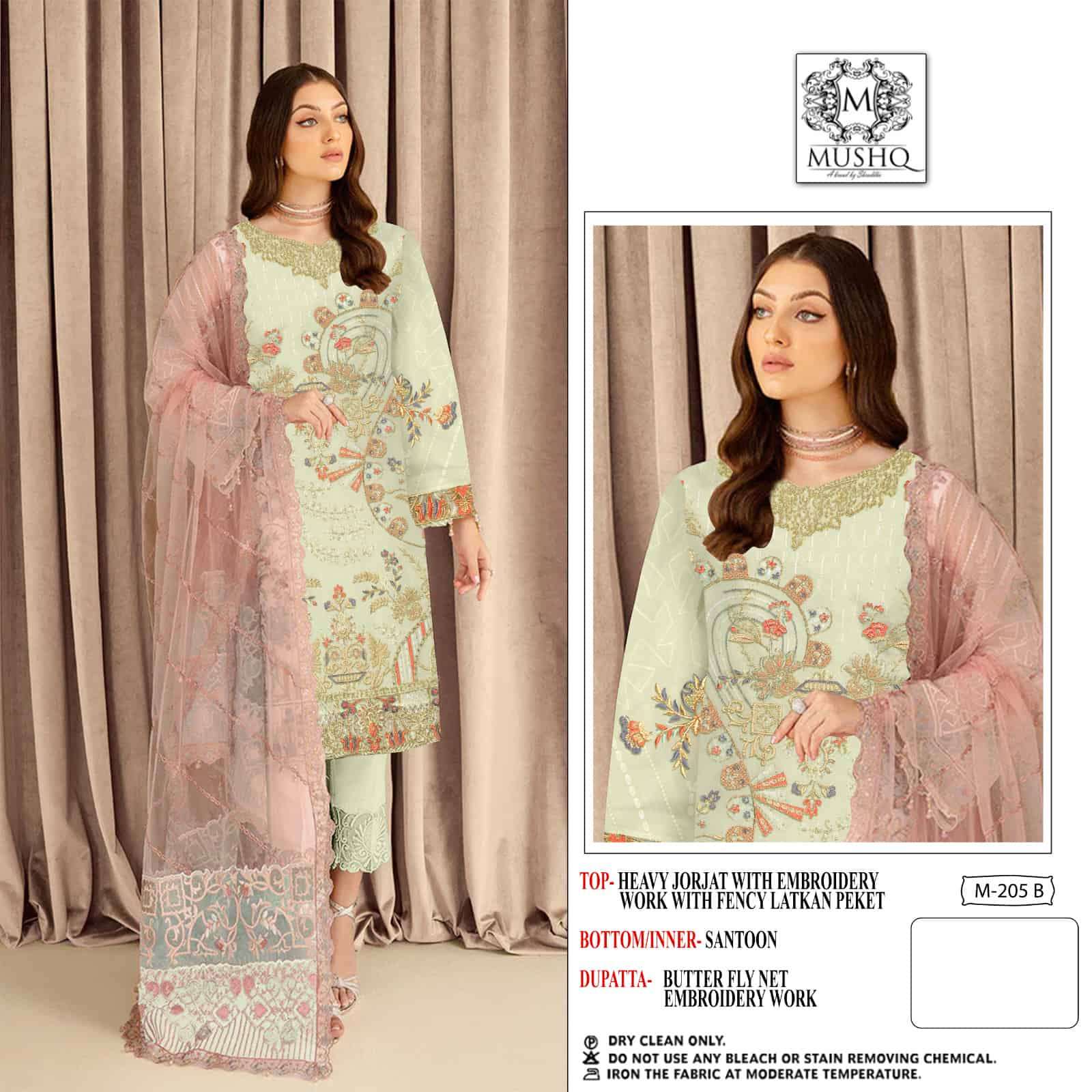 Mushq M 205 Colors Fancy Designer Style Party Wear Pakistani Suit Exporter view 6