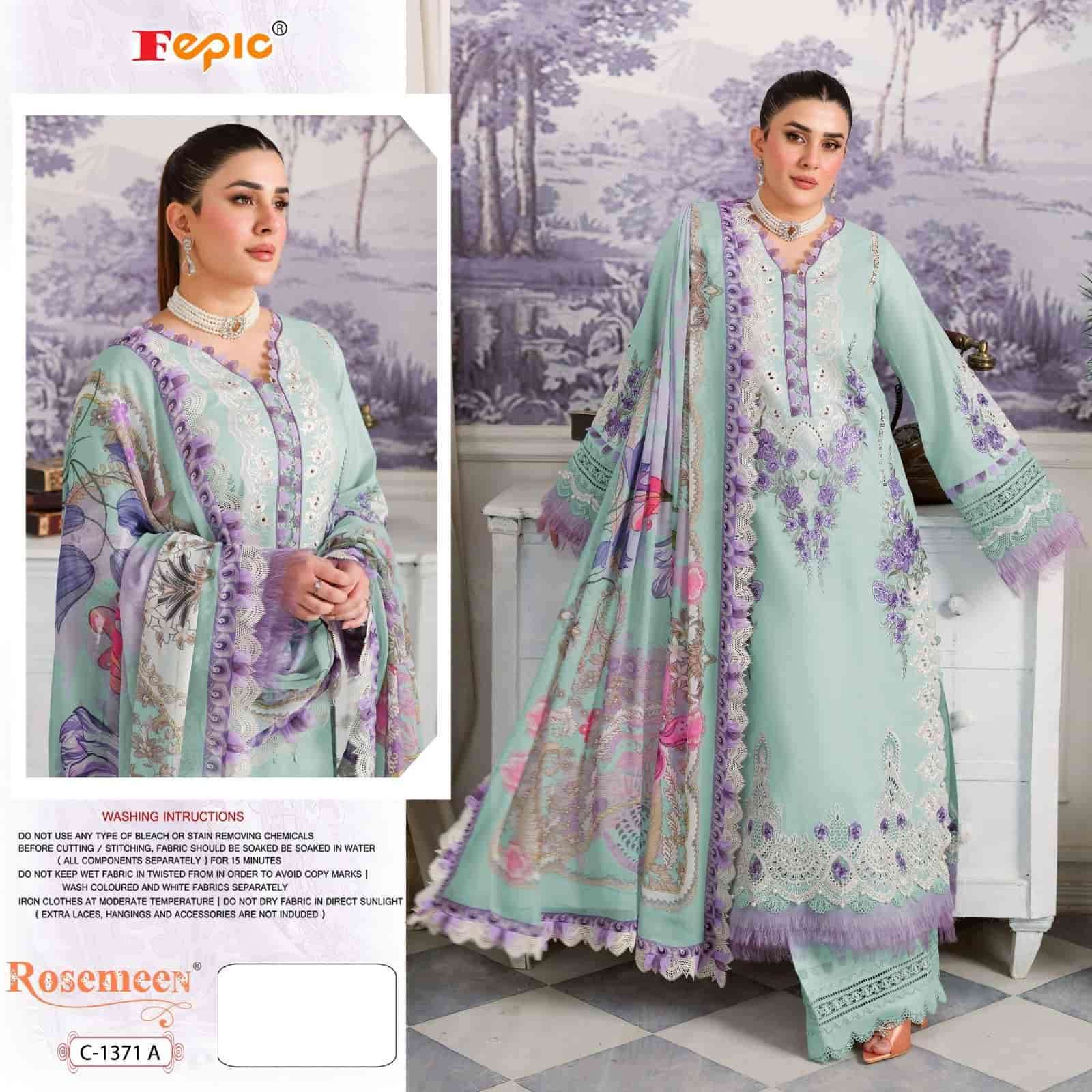 Fepic C 1371 Colors Pakistani Style Designer Embroidered Cotton Dress Wholesalers view 3