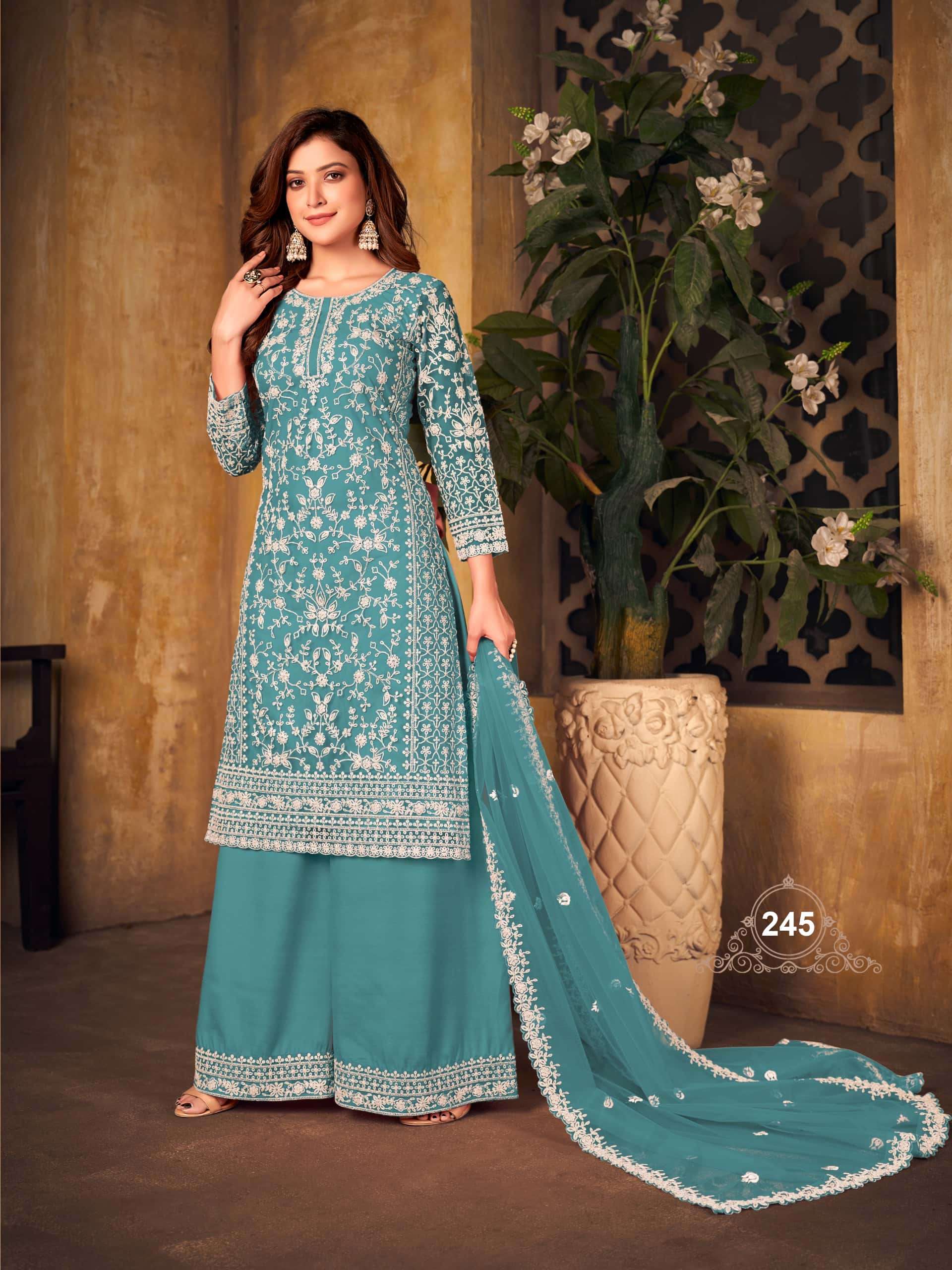 Twisha Vaani Vol 24 241to 248 Premium Partywear Palazzo Suit Catalog view 7