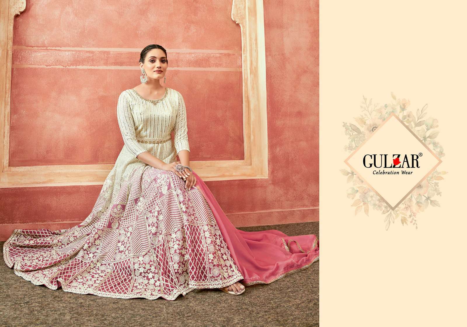 Gulzar Falguni 2035 To 2039 Traditional Wear Gown Dupatta Set Latest Collection view 3