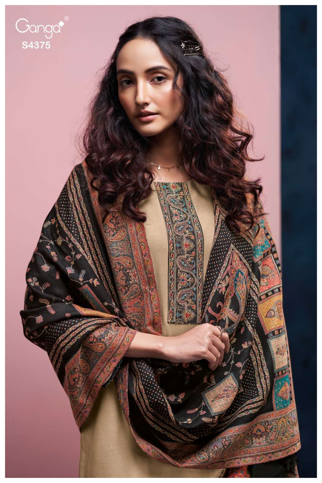 Ganga Fashion Diorra 4375 Fancy Pashmina Jacquard Suit Winter Collection