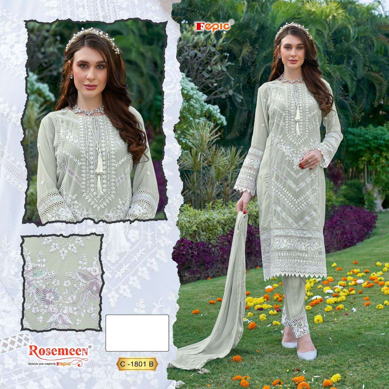 Fepic C 1801 Colors Fancy Embroidered Georgette Pakistani Suit view 5