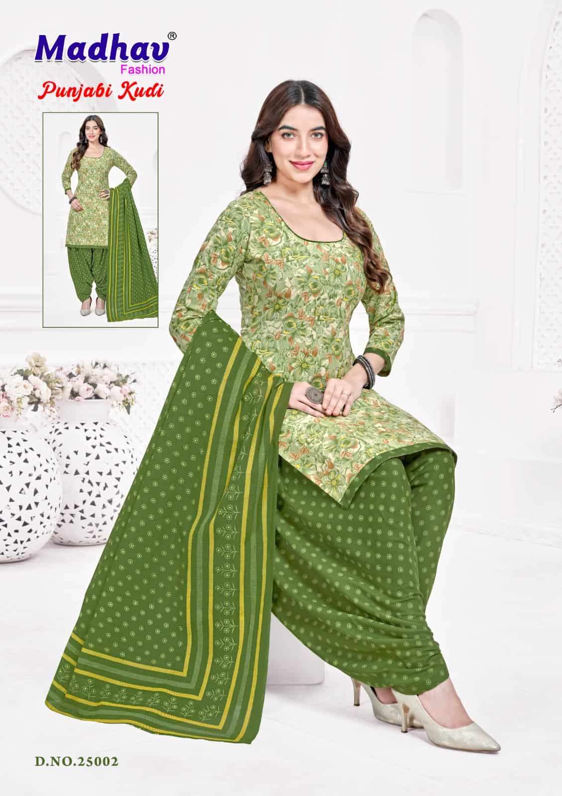Madhav Fashion Punjabi Kudi Vol 25 Unstitch Cotton Salwar Suit Exporters view 3