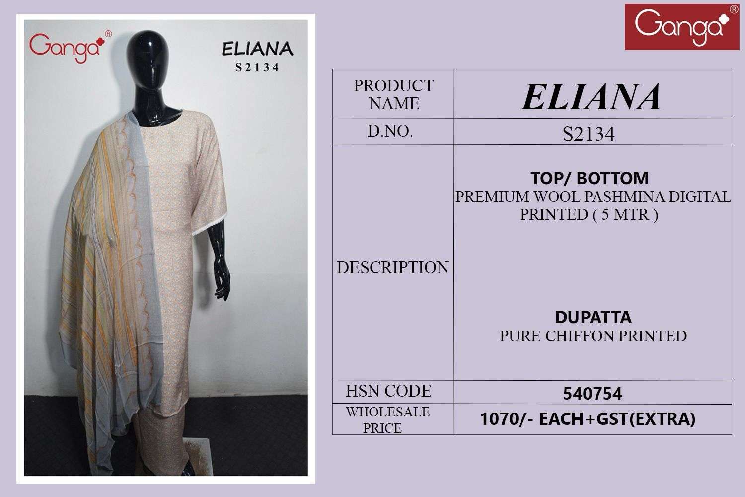 Ganga Eliana Digital Print Pashmina Branded Winter Suits view 17